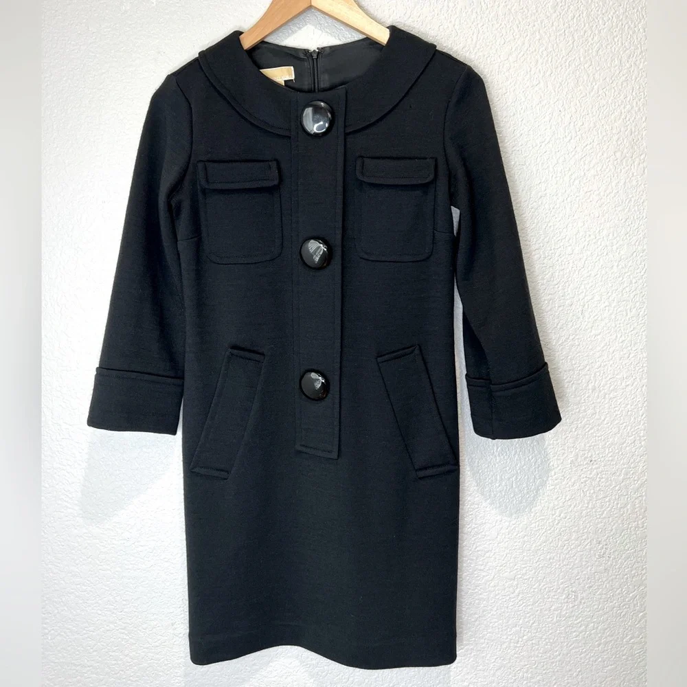 Michael Kors Vintage Black Wool Shift Dress, 2